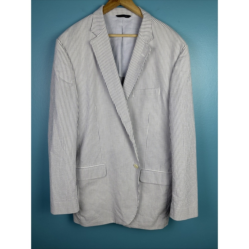 brooks brothers seersucker blazer 48 Long Madison Fit Old Money Preppy